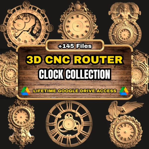 Clock Collection 3D CNC Router STL Pack: +145 STL Files