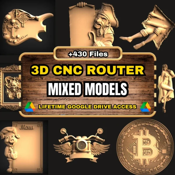 Mixed 3D CNC Router STL Pack: +430 STL Files