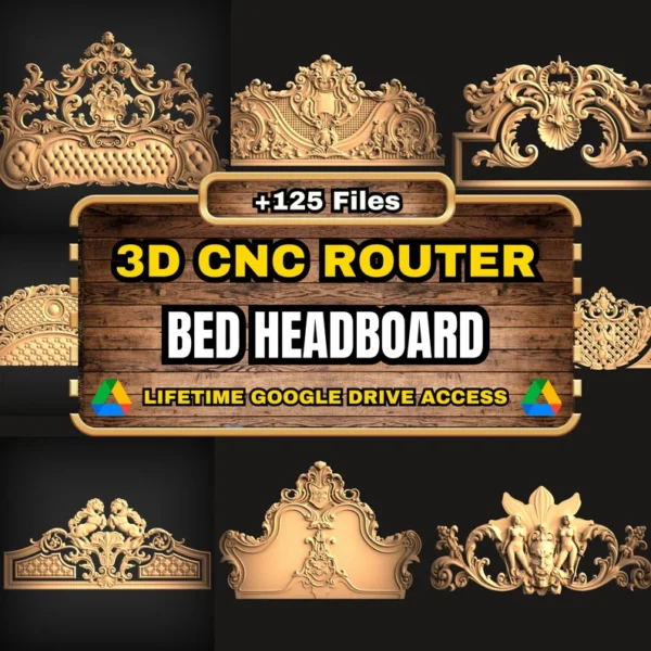 Bed Headboard 3D CNC Router STL Pack: +125 STL Files