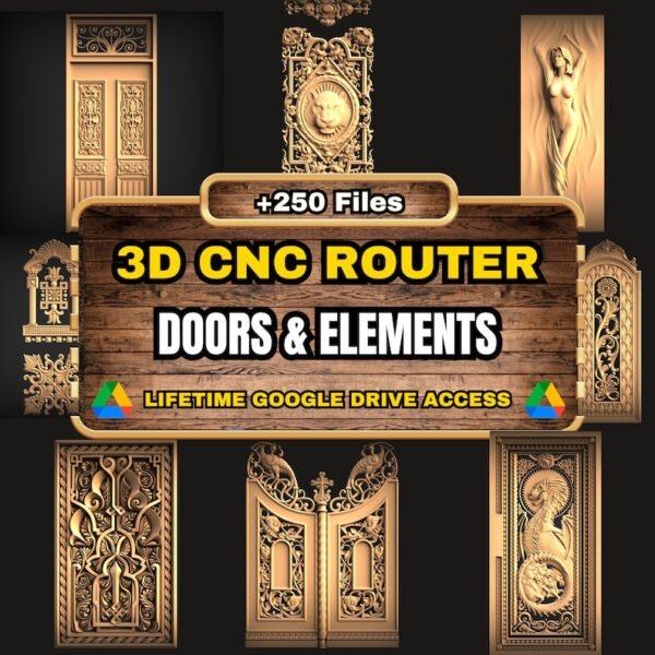 Doors & Elements 3D CNC Router STL Pack: +250 STL Files