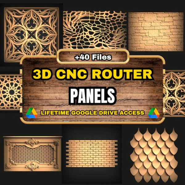 Panels 3D CNC Router STL Pack: 40+ Decorative Panel Designs