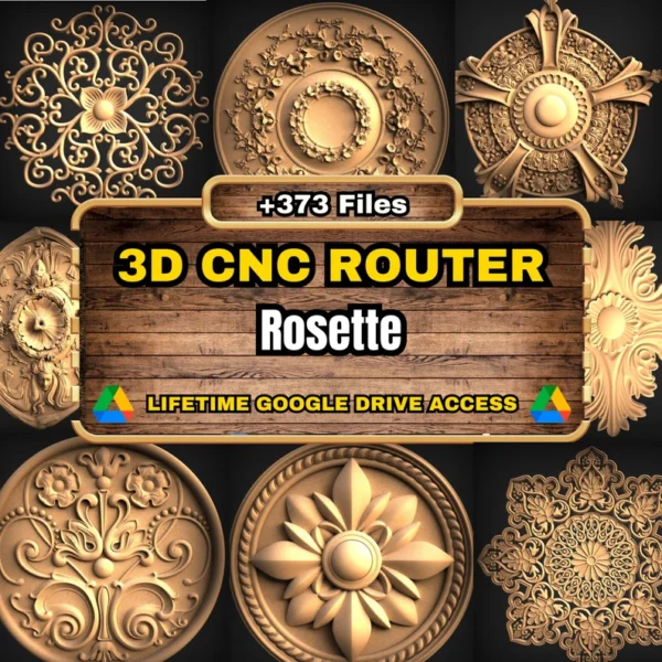 Rosette 3D CNC Router STL Pack: 373 STL Files