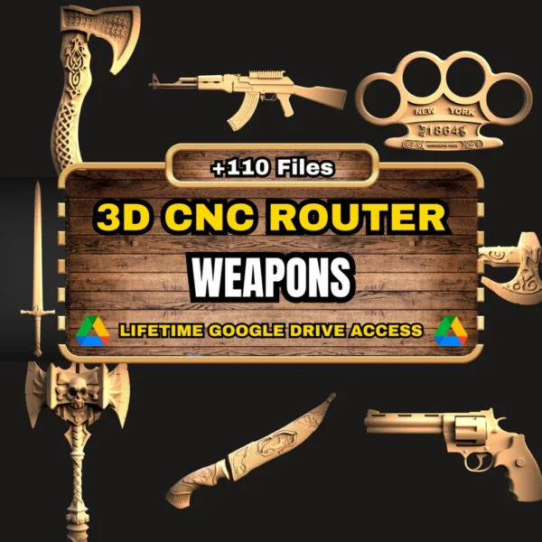 Ultimate Weapons 3D CNC Router Pack: 110+ STL Files