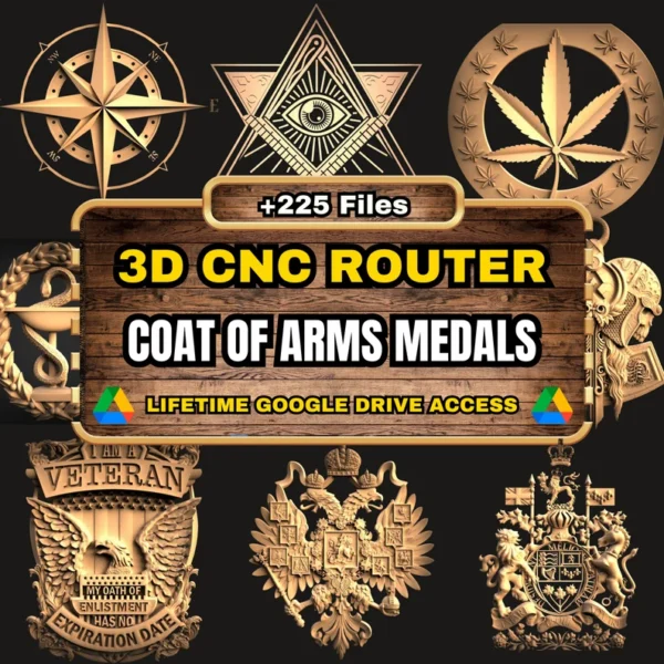 Coat Of Arms Medals 3D CNC Router STL Pack: +225 STL Files