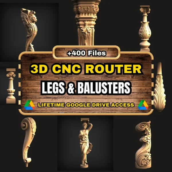 Legs & Balusters 3D CNC Router STL Pack: +400 STL Files